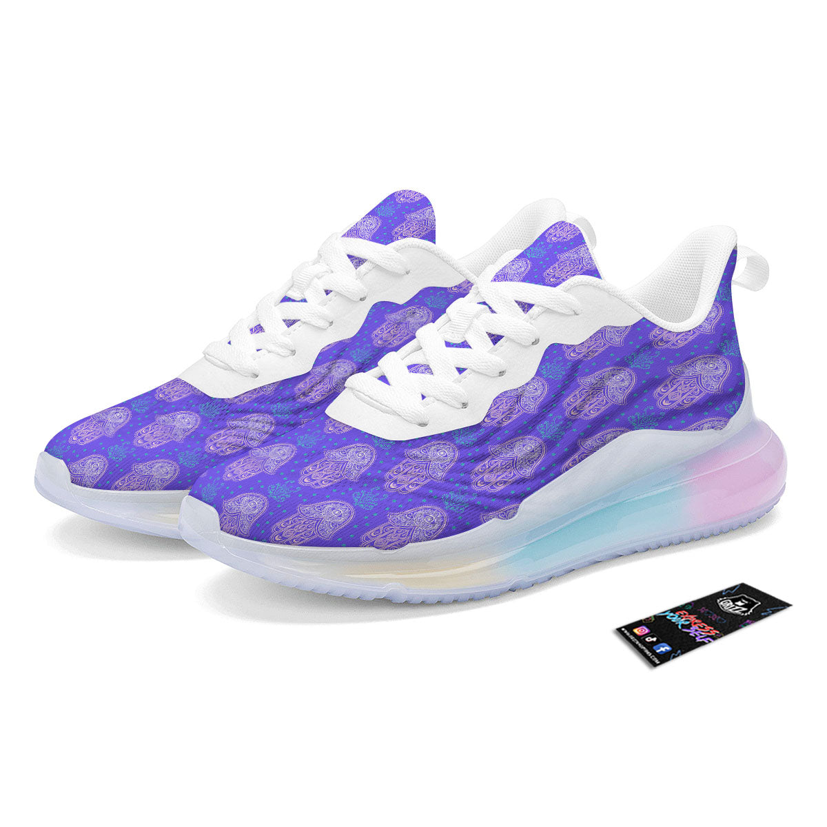 Hamsa Indian Print Pattern Running Sneakers-grizzshop