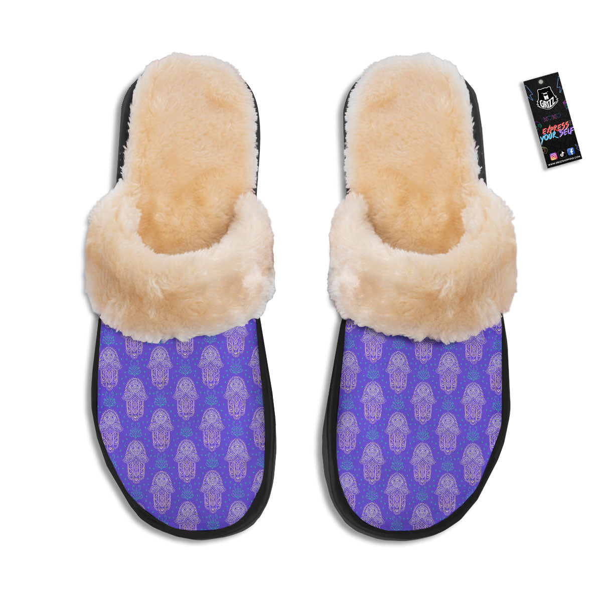 Hamsa Indian Print Pattern Slippers-grizzshop