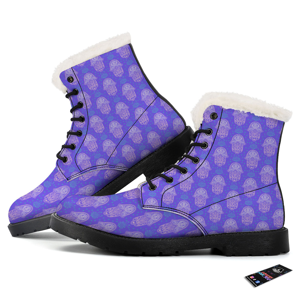 Hamsa Indian Print Pattern Winter Boots-grizzshop