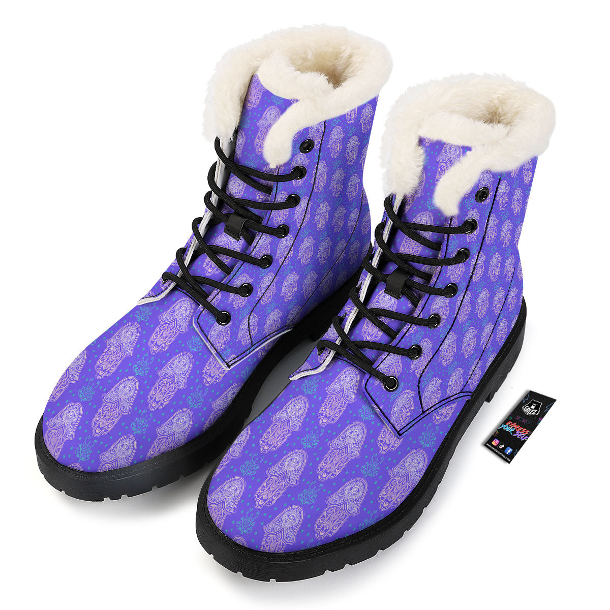Hamsa Indian Print Pattern Winter Boots-grizzshop