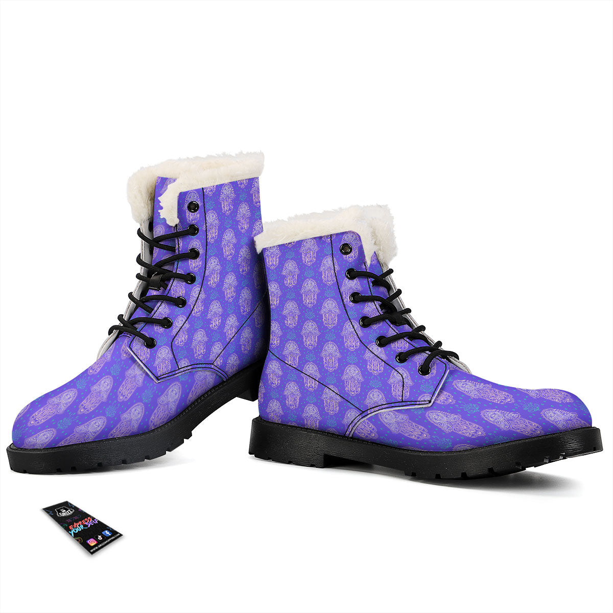 Hamsa Indian Print Pattern Winter Boots-grizzshop