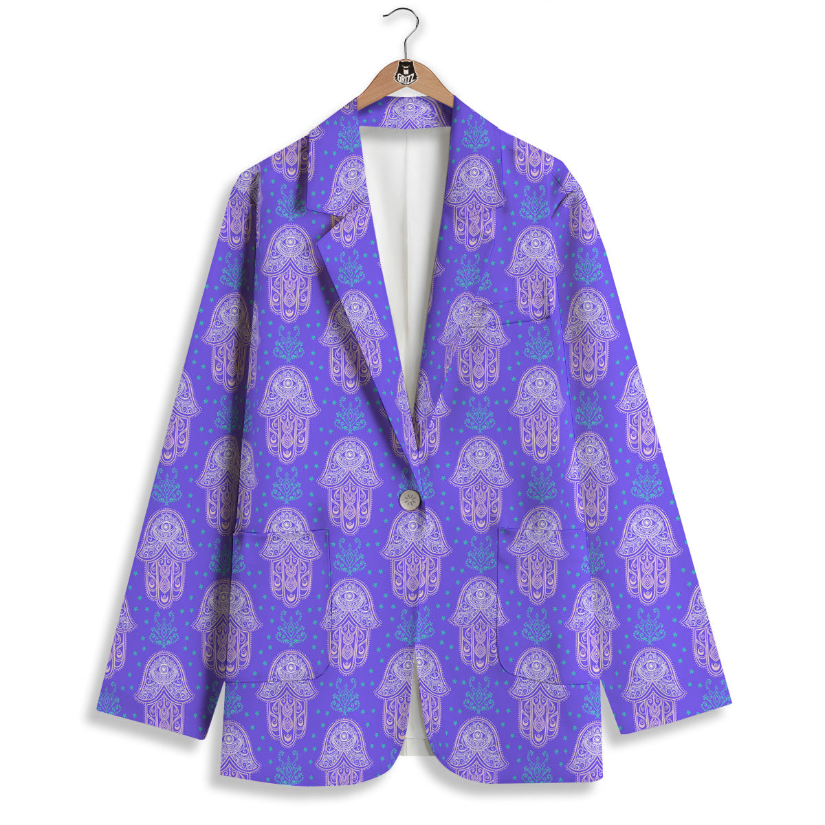 Hamsa Indian Print Pattern Women's Blazer-grizzshop