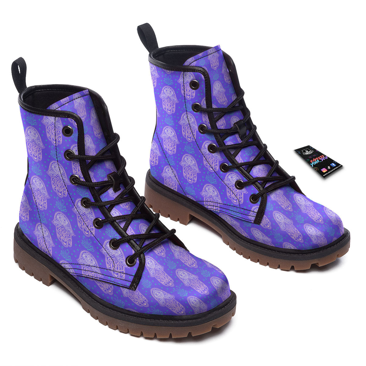 Hamsa Indian Print Pattern Work Boots-grizzshop