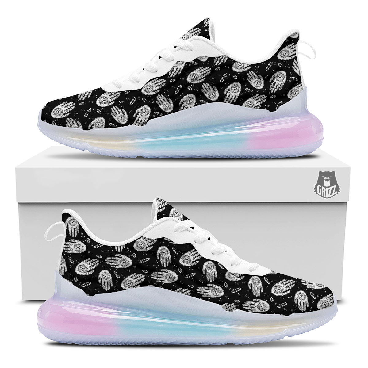 Hamsa Symbol Print Pattern Running Sneakers-grizzshop