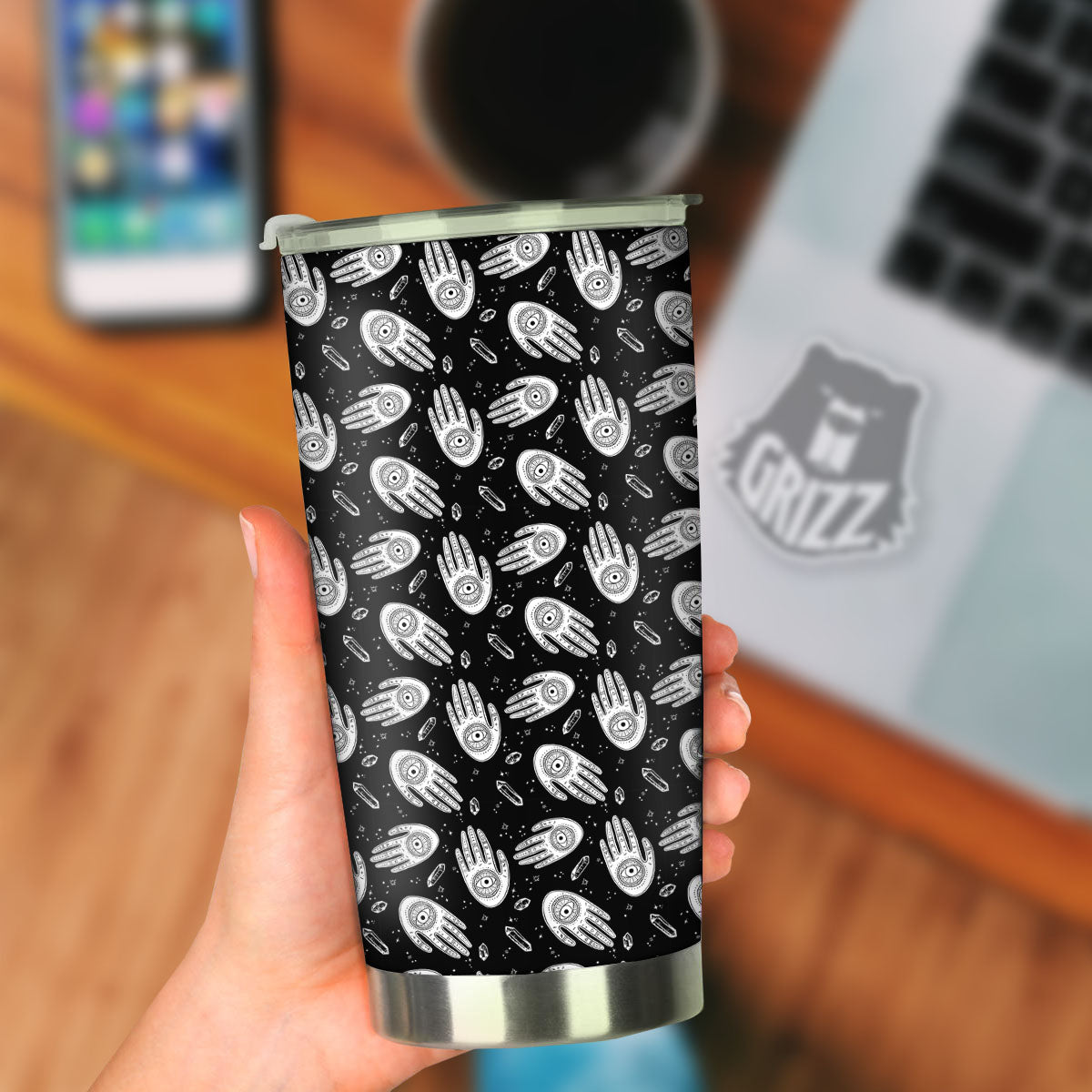 Hamsa Symbol Print Pattern Tumbler-grizzshop