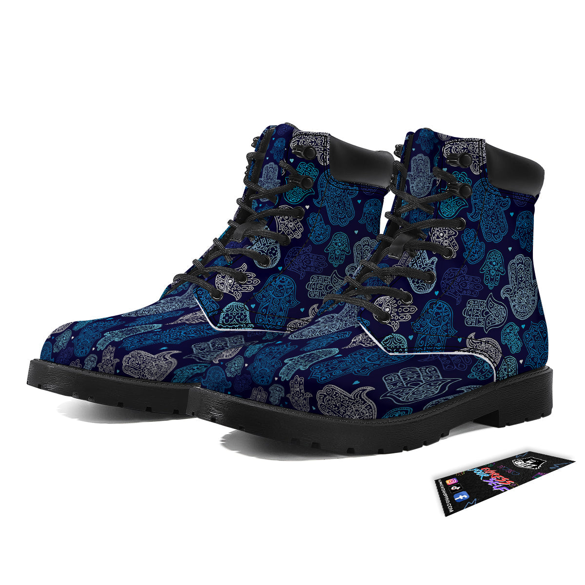 Hamsa Turquoise Print Pattern Boots-grizzshop