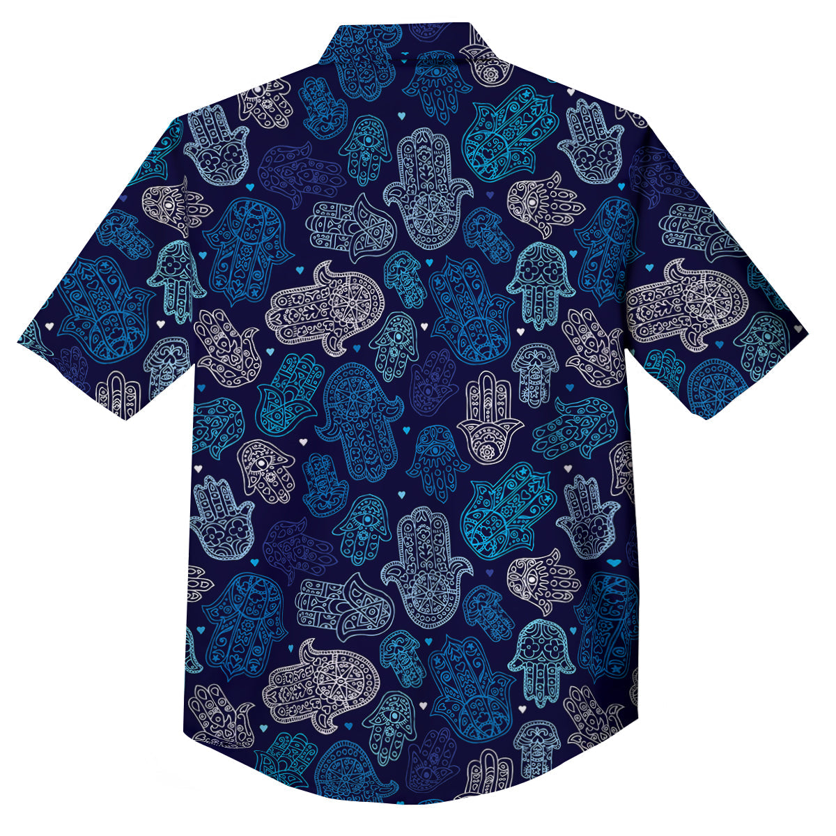 Hamsa Turquoise Print Pattern Button Up Shirt-grizzshop