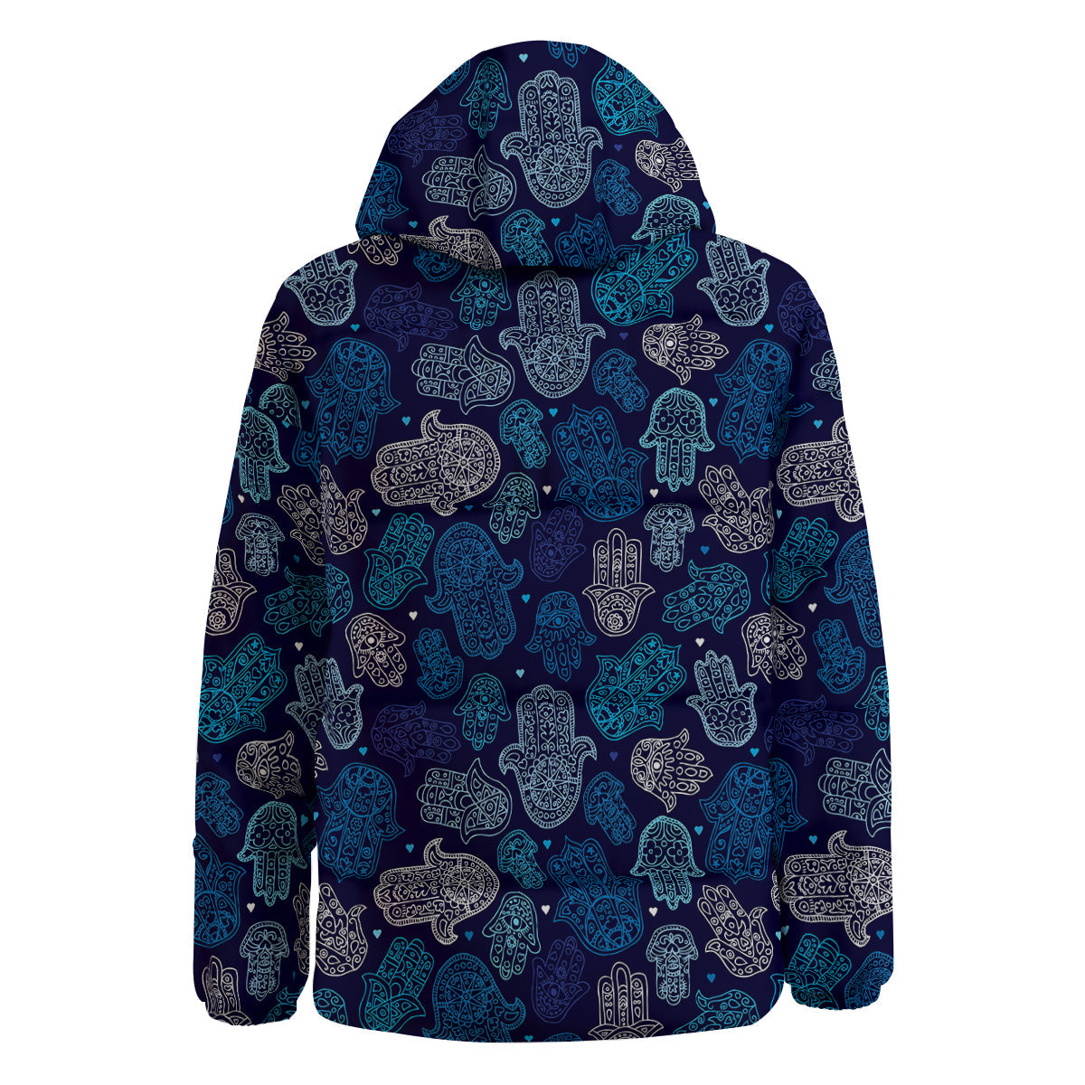 Hamsa Turquoise Print Pattern Down Jacket-grizzshop