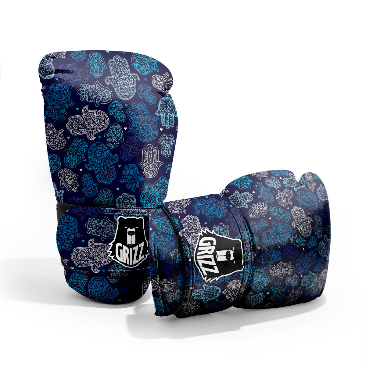 Hamsa Turquoise Print Pattern Sparring Gloves-grizzshop