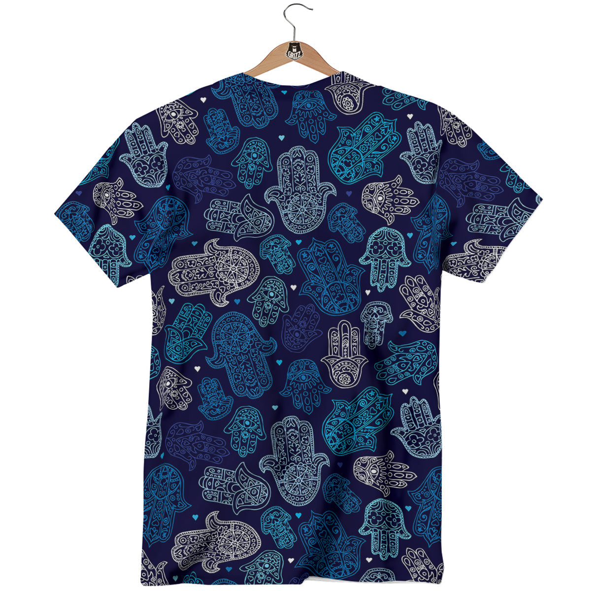 Hamsa Turquoise Print Pattern T-Shirt-grizzshop