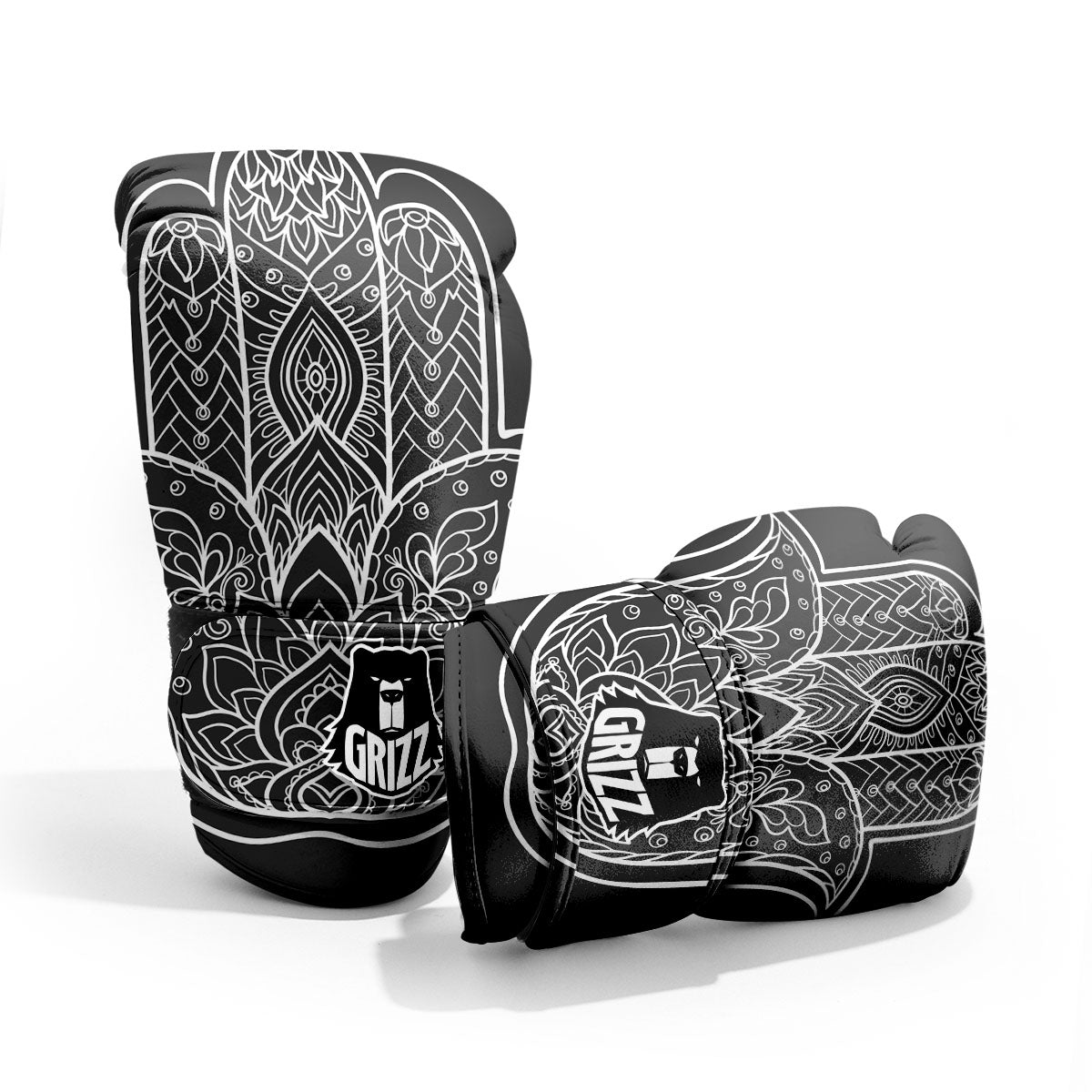 Hamsa White And Black Print Pro Boxing Glove