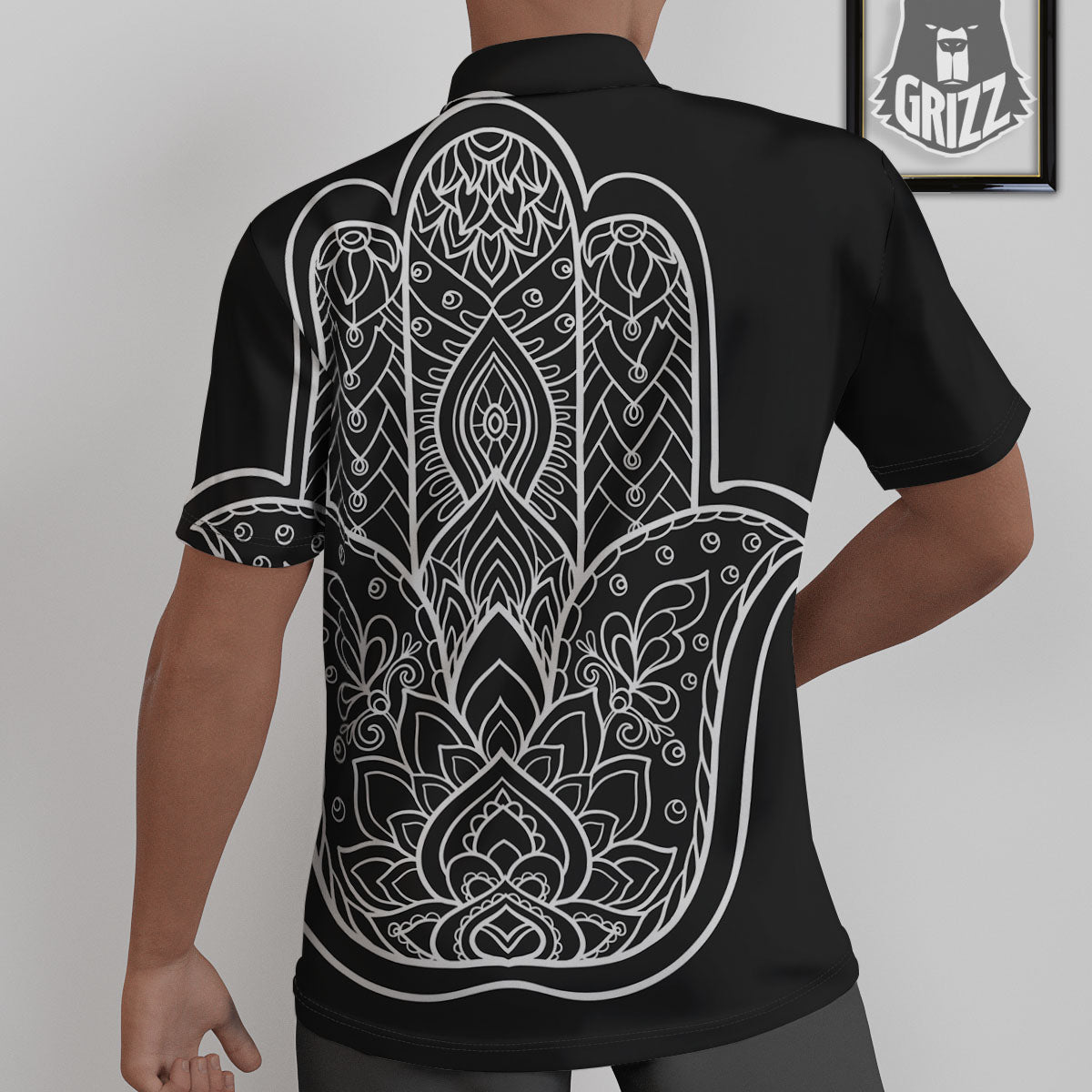 Hamsa White And Black Print Untucked Shirts-grizzshop
