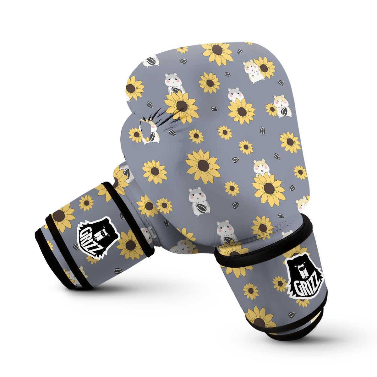 Hamster Sunflower Pattern Print Boxing Gloves-grizzshop