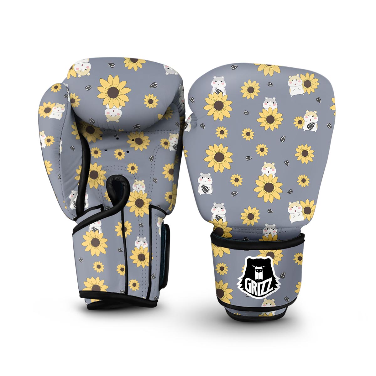 Hamster Sunflower Pattern Print Boxing Gloves-grizzshop