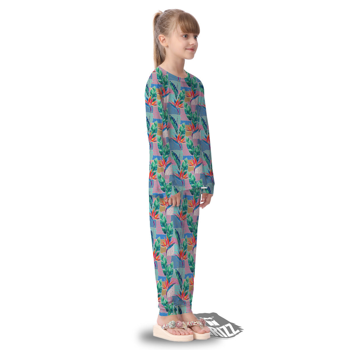Hand Drawn Watercolor Tropical Print Pattern Kid's Pajamas-grizzshop