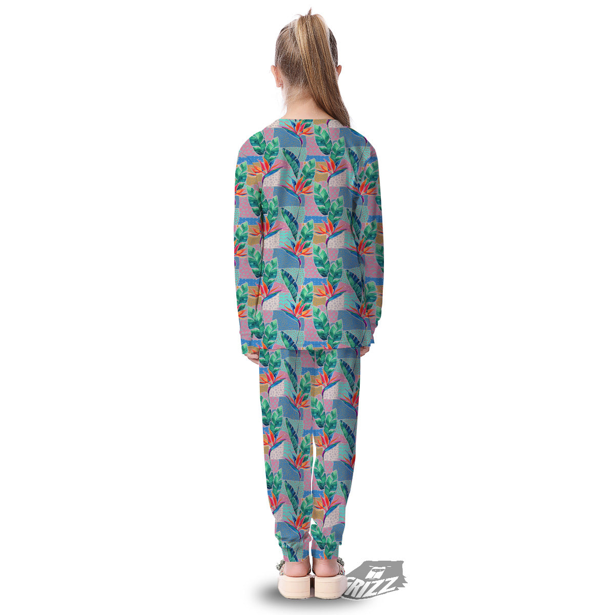 Hand Drawn Watercolor Tropical Print Pattern Kid's Pajamas-grizzshop