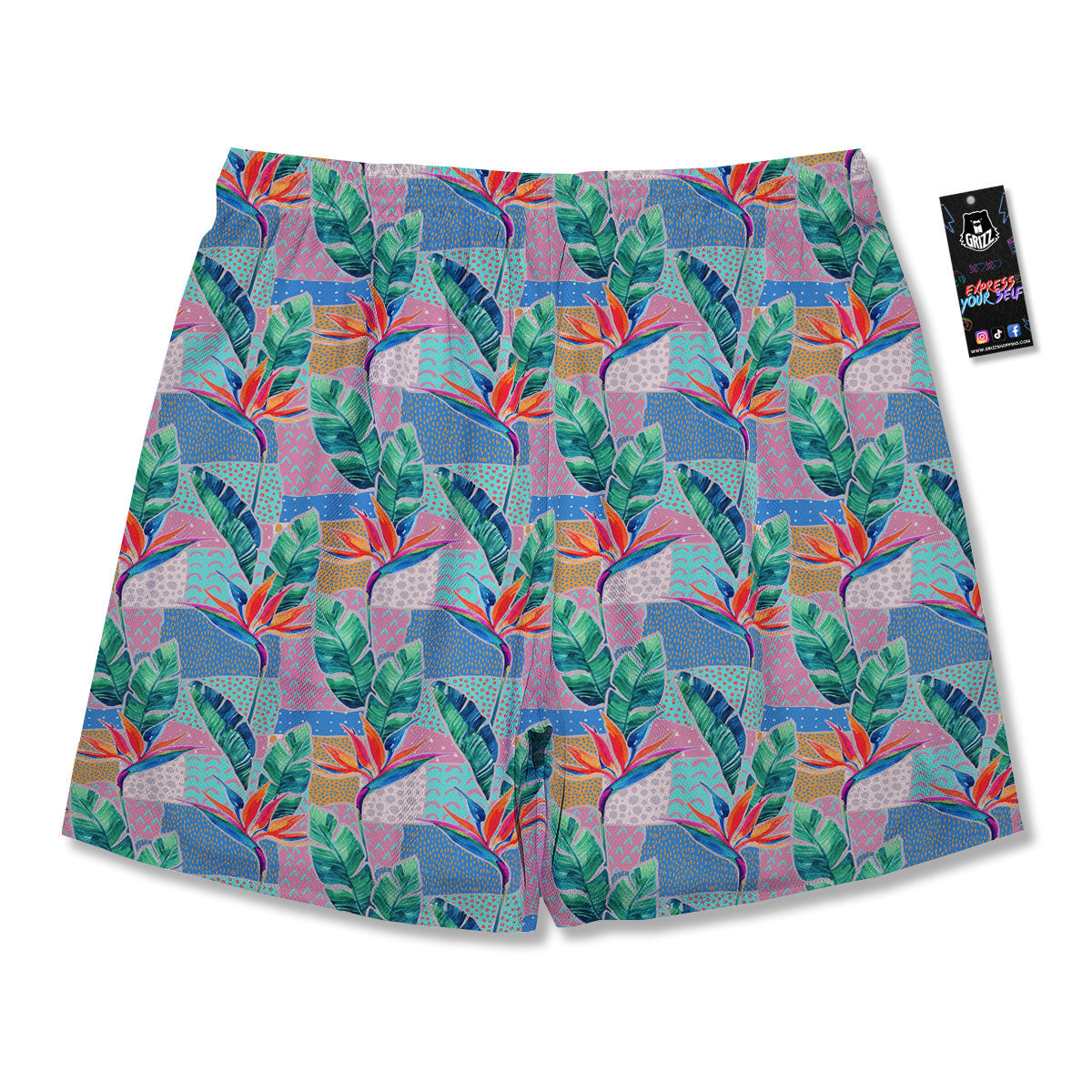 Hand Drawn Watercolor Tropical Print Pattern Men's Running Shorts-grizzshop