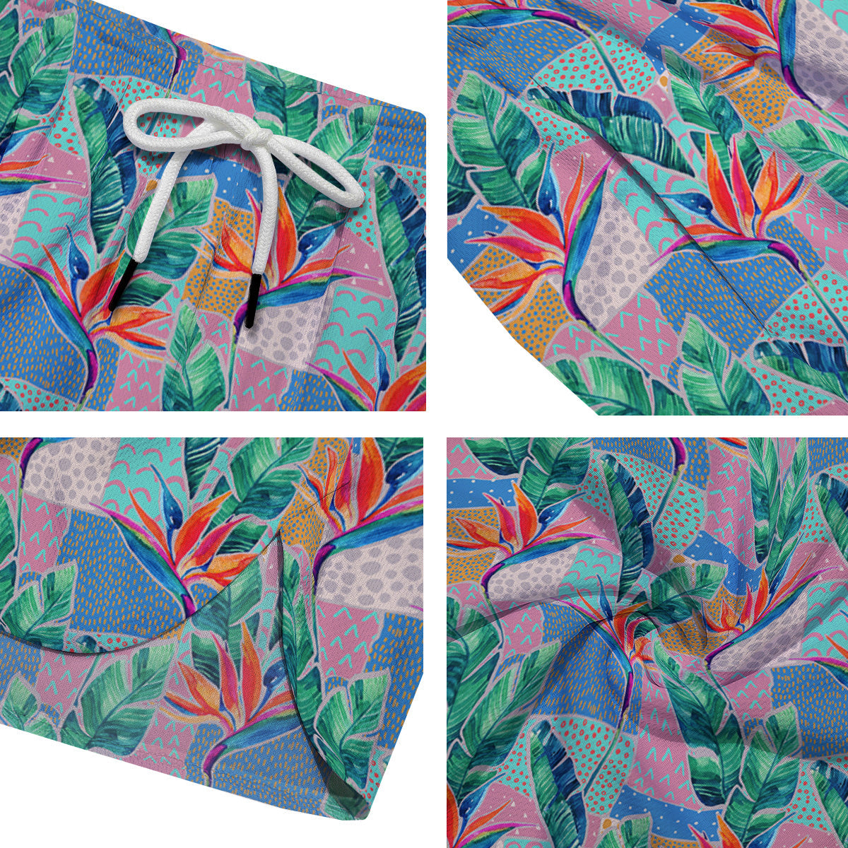 Hand Drawn Watercolor Tropical Print Pattern Men's Running Shorts-grizzshop