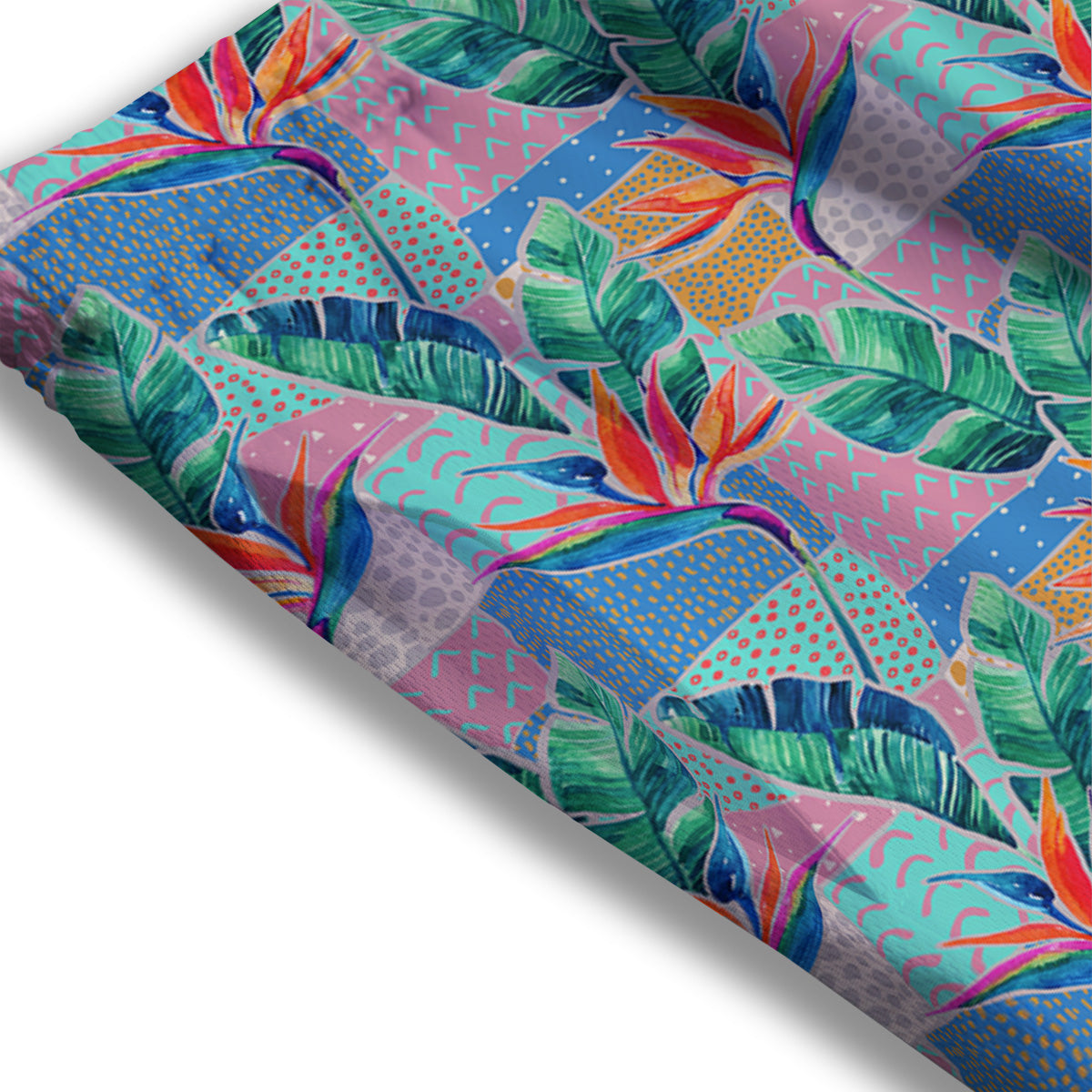 Hand Drawn Watercolor Tropical Print Pattern Mesh Shorts-grizzshop