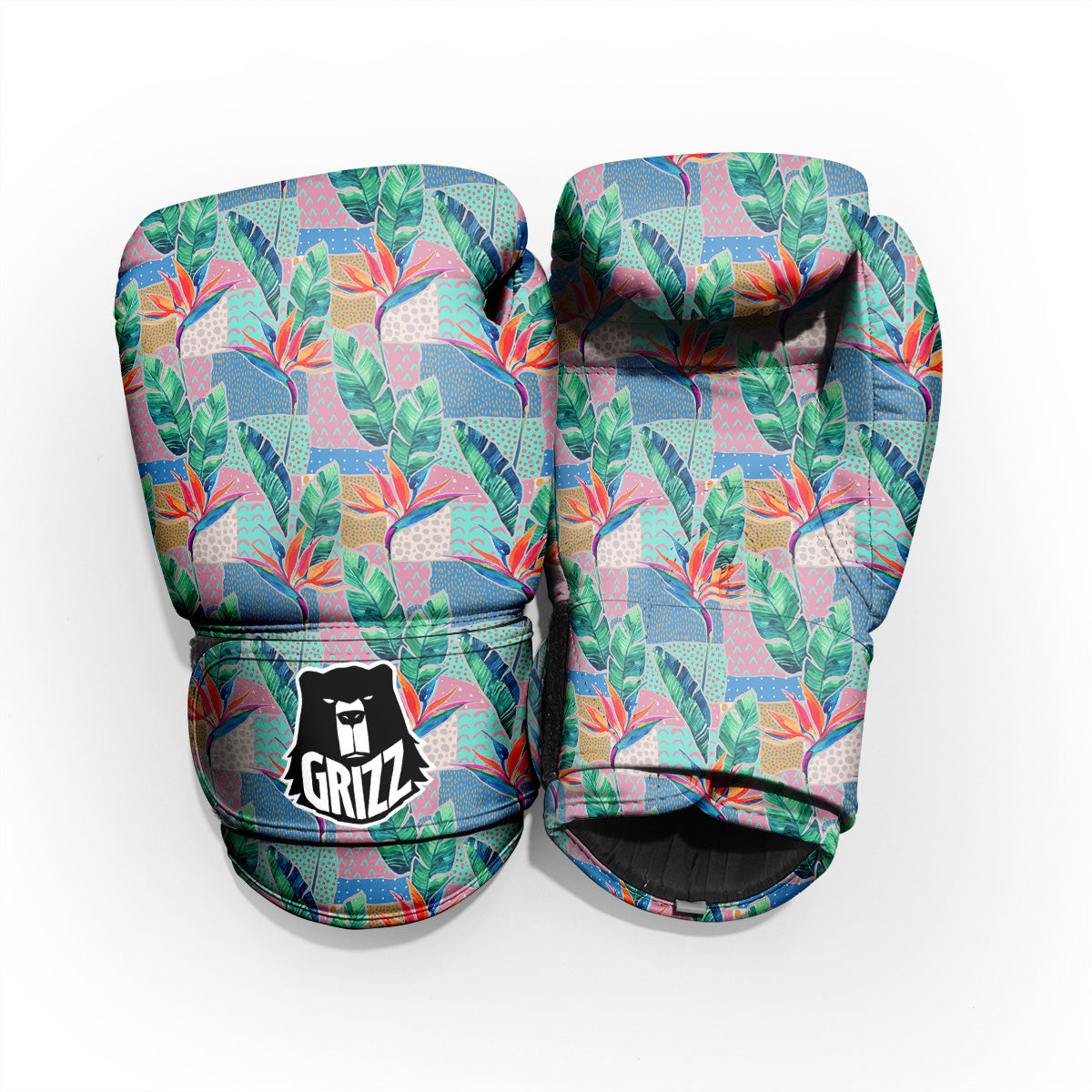 Hand Drawn Watercolor Tropical Print Pattern Sparring Gloves-grizzshop