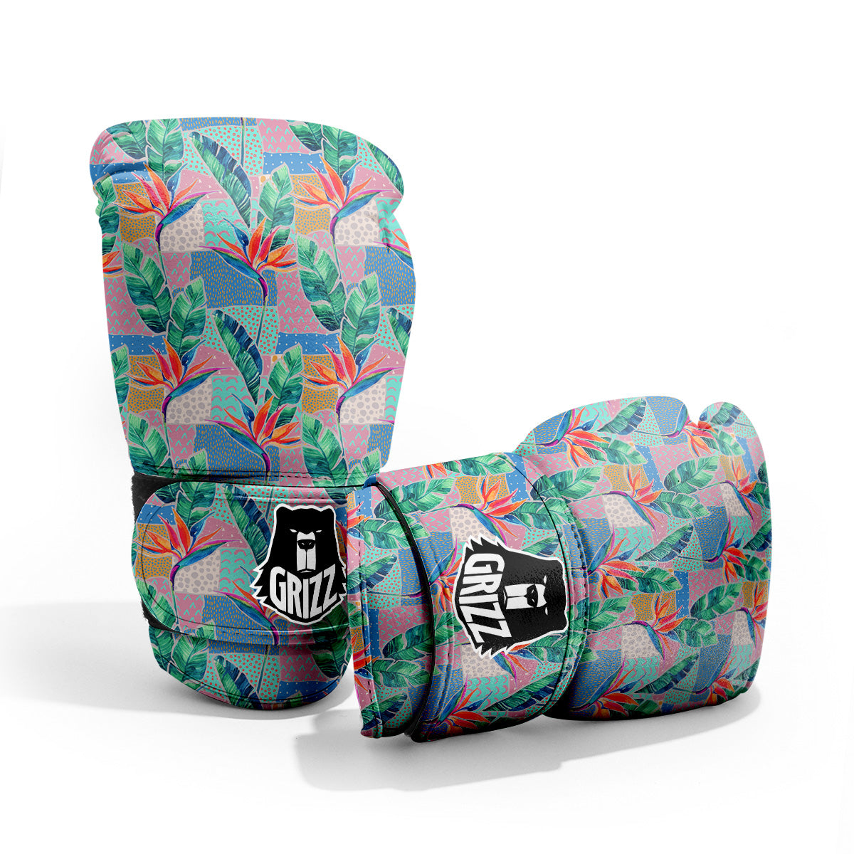 Hand Drawn Watercolor Tropical Print Pattern Sparring Gloves-grizzshop