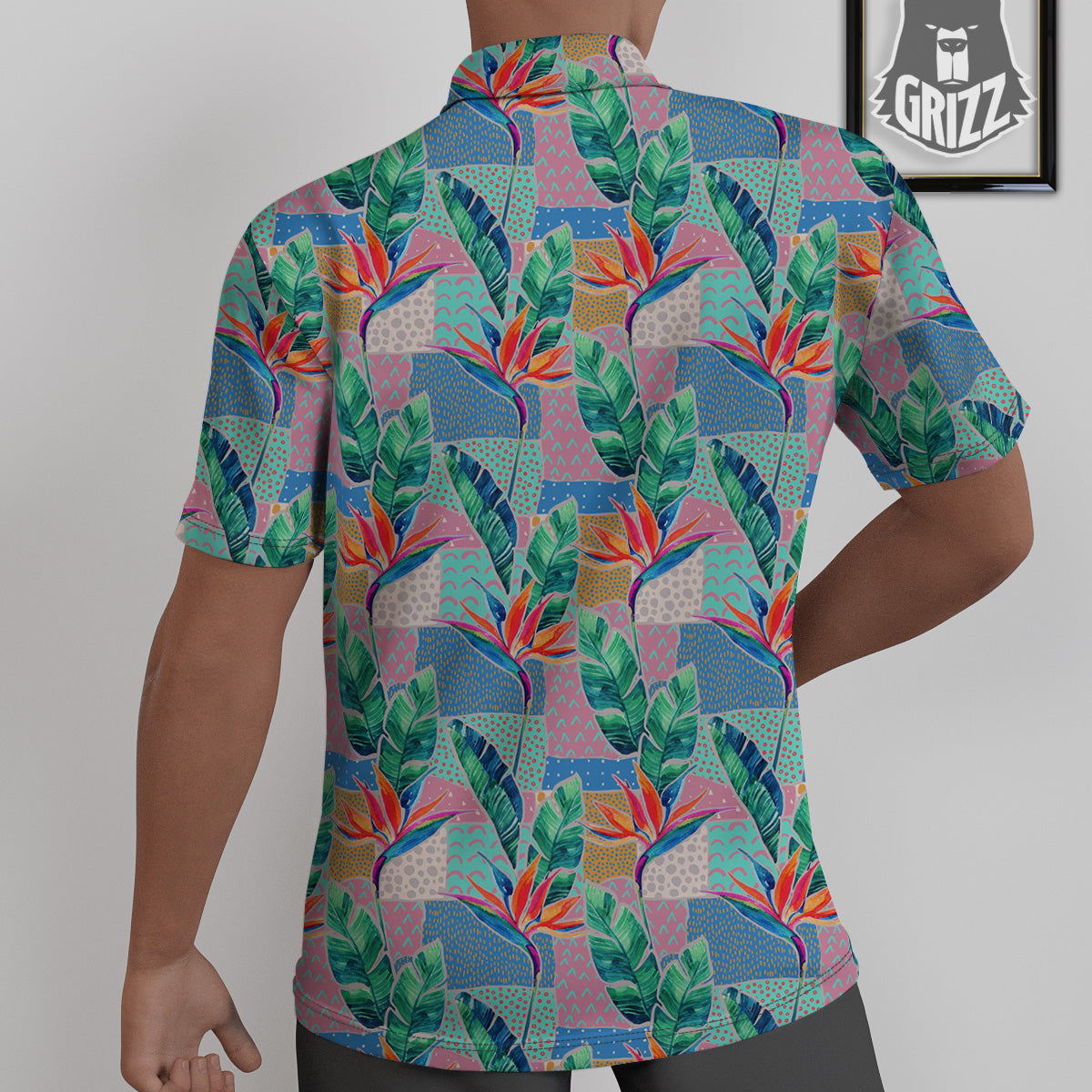 Hand Drawn Watercolor Tropical Print Pattern Untucked Shirts-grizzshop