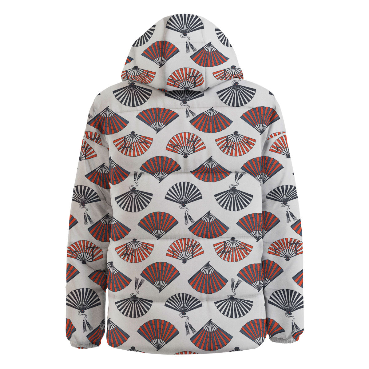 Hand Fan Japanese Print Pattern Down Jacket-grizzshop