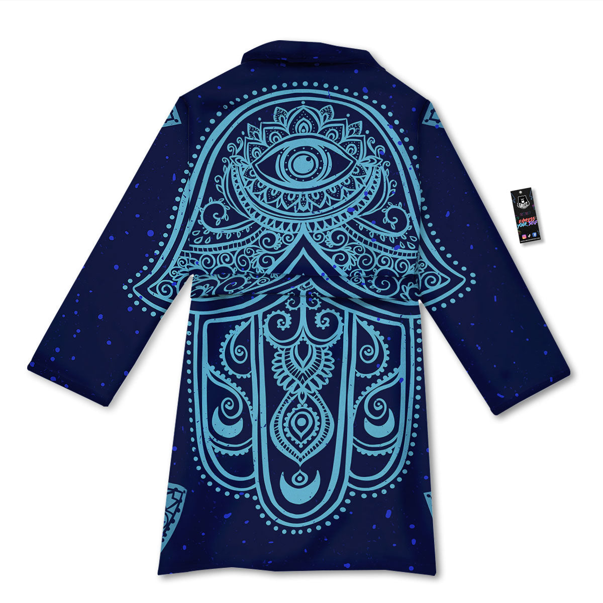 Hand Indian Hamsa Print Bathrobe-grizzshop