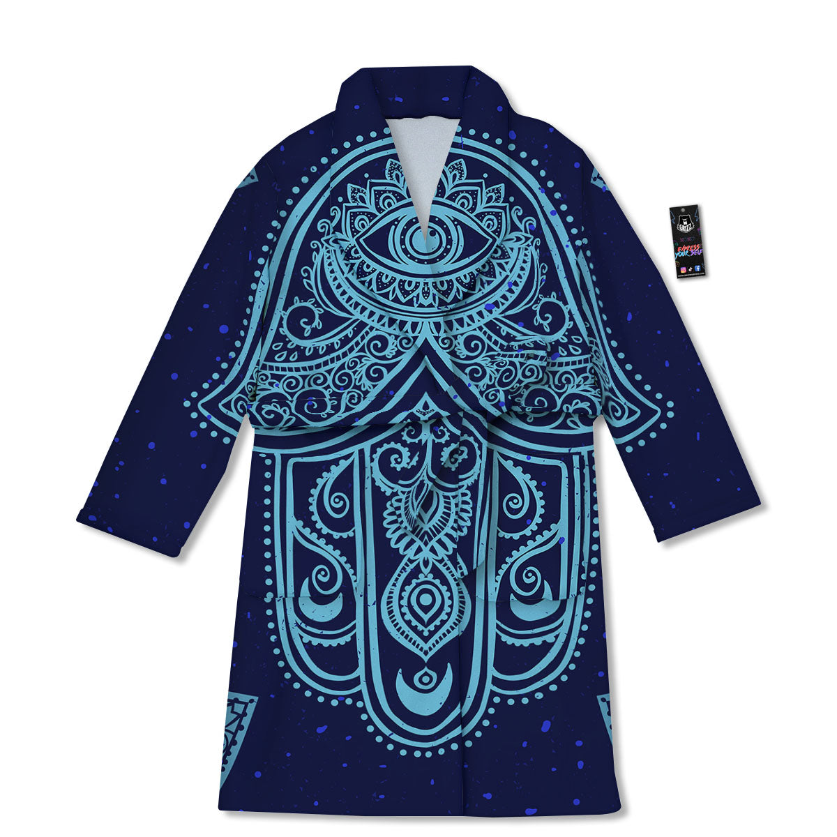 Hand Indian Hamsa Print Bathrobe-grizzshop