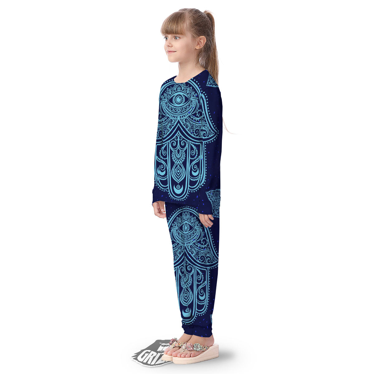 Hand Indian Hamsa Print Kid's Pajamas-grizzshop