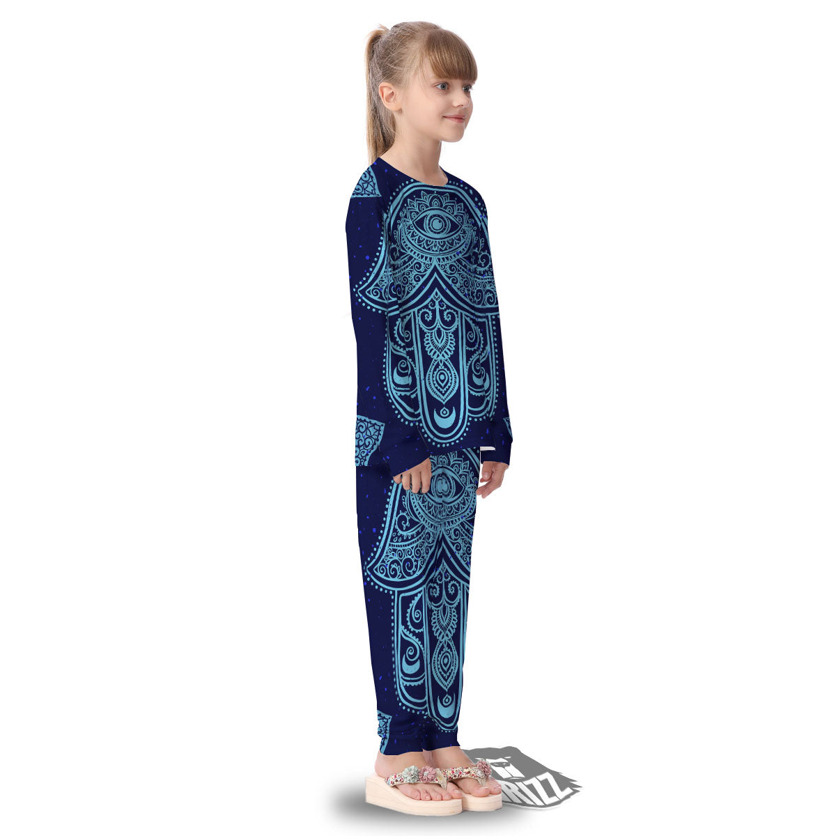 Hand Indian Hamsa Print Kid's Pajamas-grizzshop