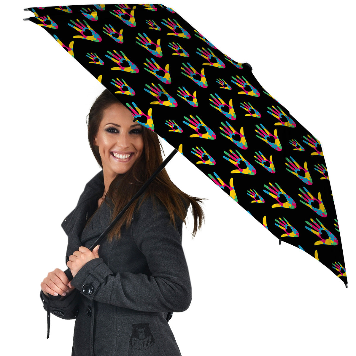 Hand Shaped Autism Day Print Pattern Umbrella-grizzshop