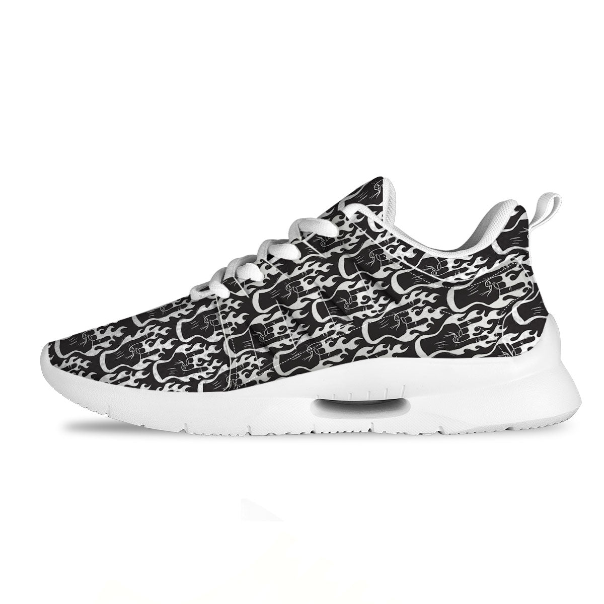 Hand Sign Rock And Roll Print Pattern Tennis Shoes-grizzshop