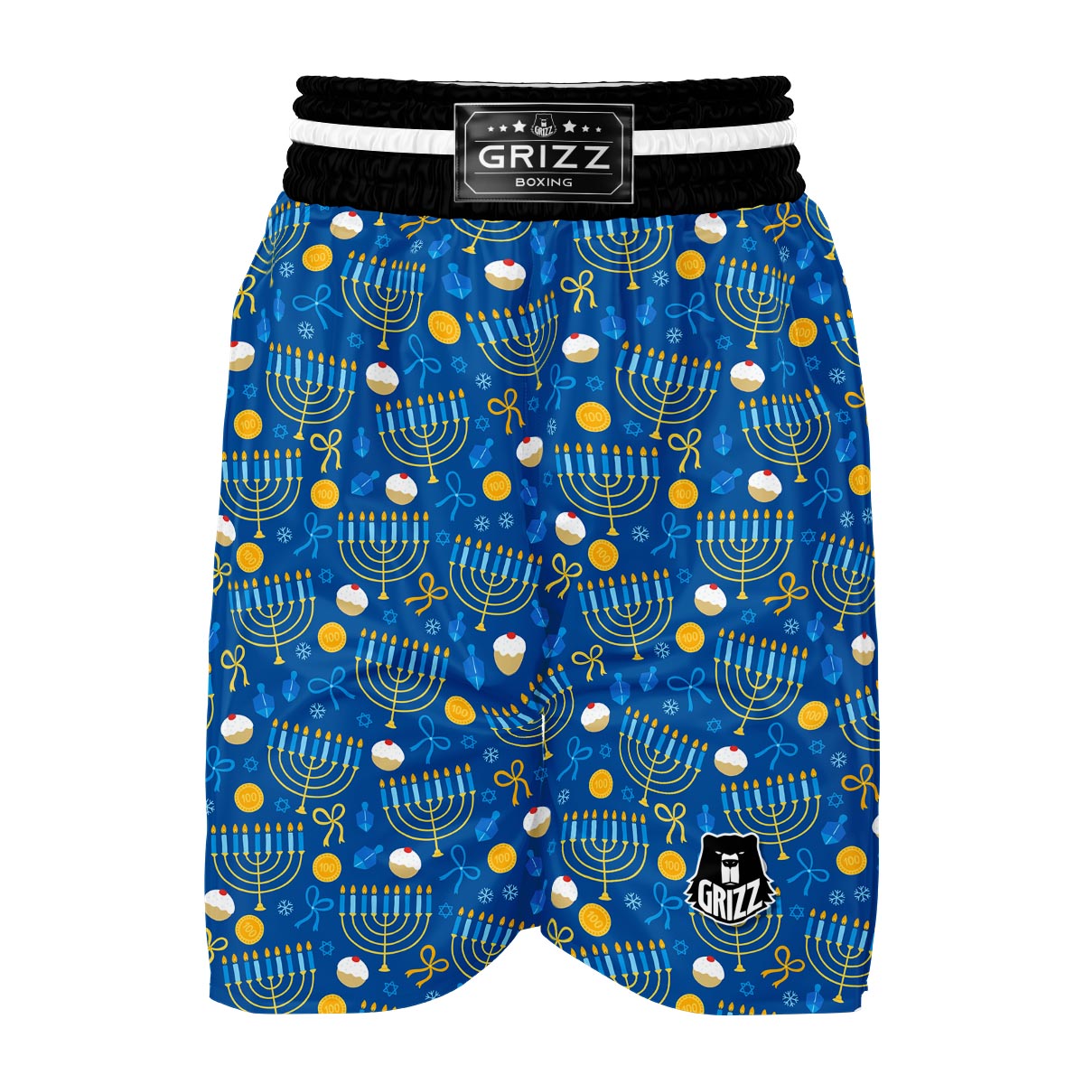 Hanukkah Pattern Print Boxing Shorts-grizzshop