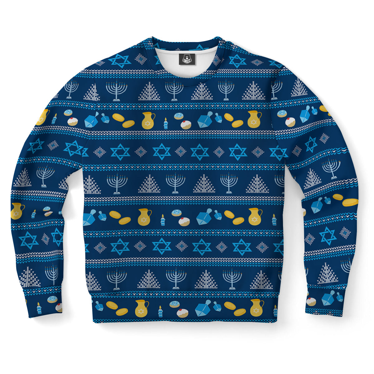 Hanukkah Pattern Ugly Christmas Sweater-grizzshop