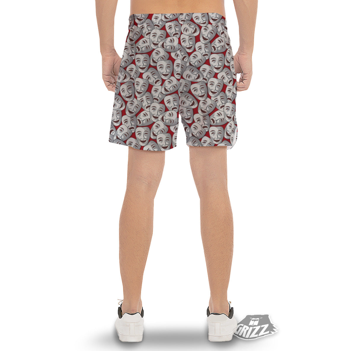 Happy And Sad Theatrical Masks Print Pattern Men's Gym Shorts-grizzshop