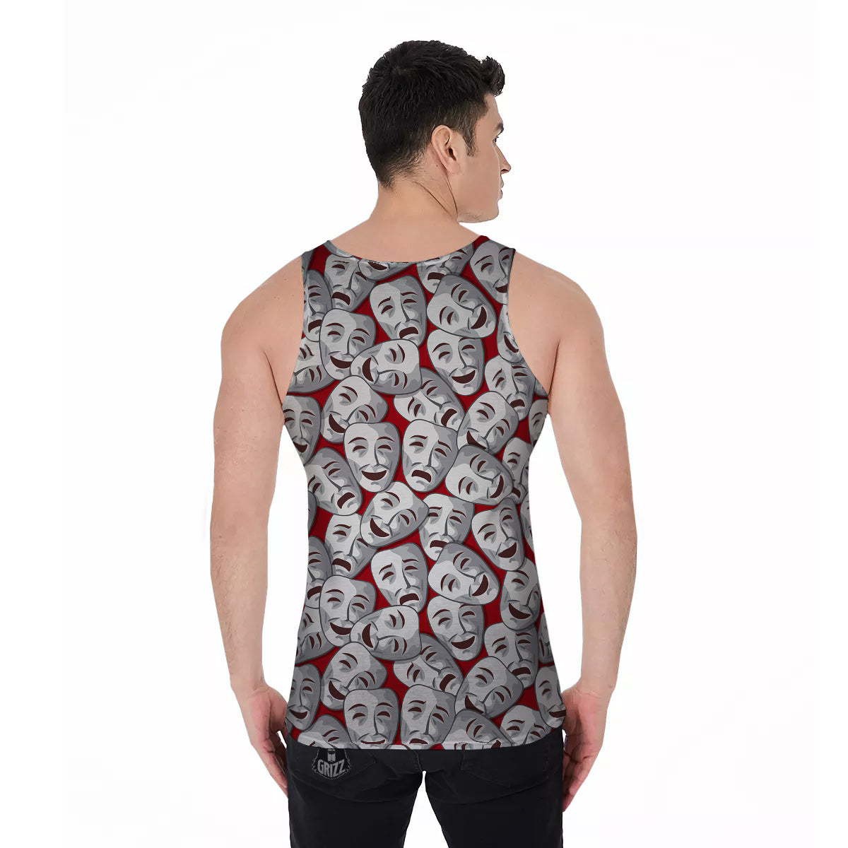 Happy And Sad Theatrical Masks Print Pattern Men's Tank Top-grizzshop
