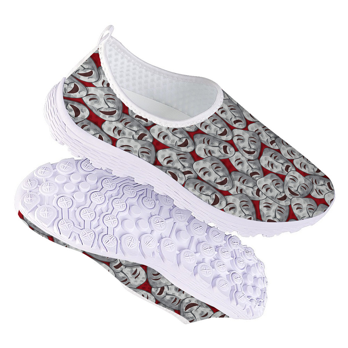 Happy And Sad Theatrical Masks Print Pattern Nurse Shoes-grizzshop