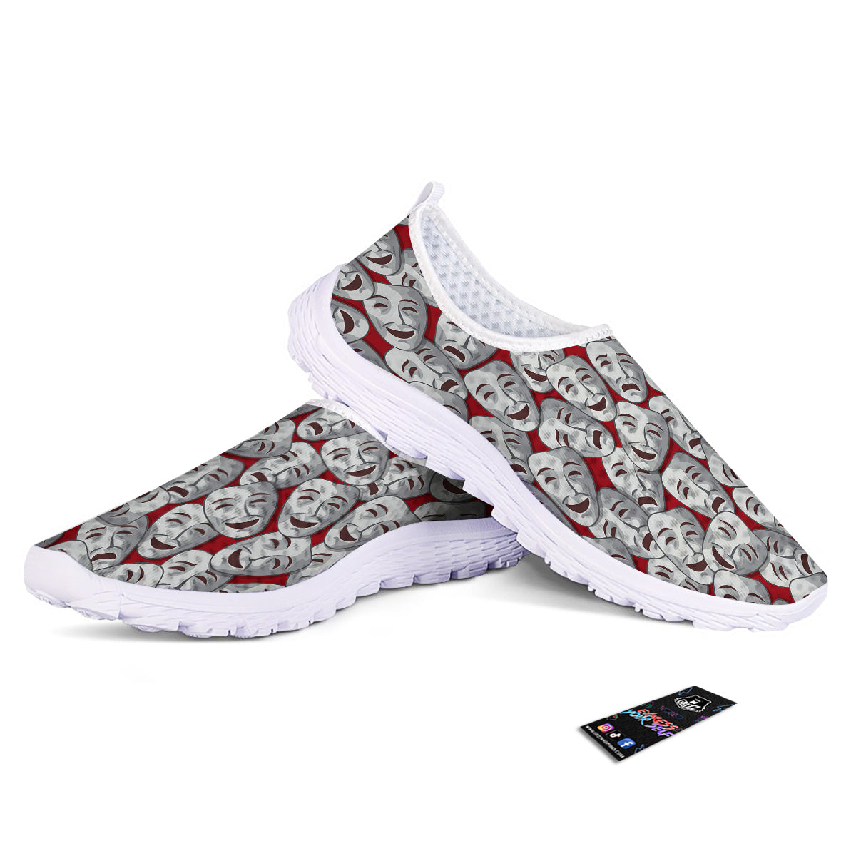 Happy And Sad Theatrical Masks Print Pattern Nurse Shoes-grizzshop