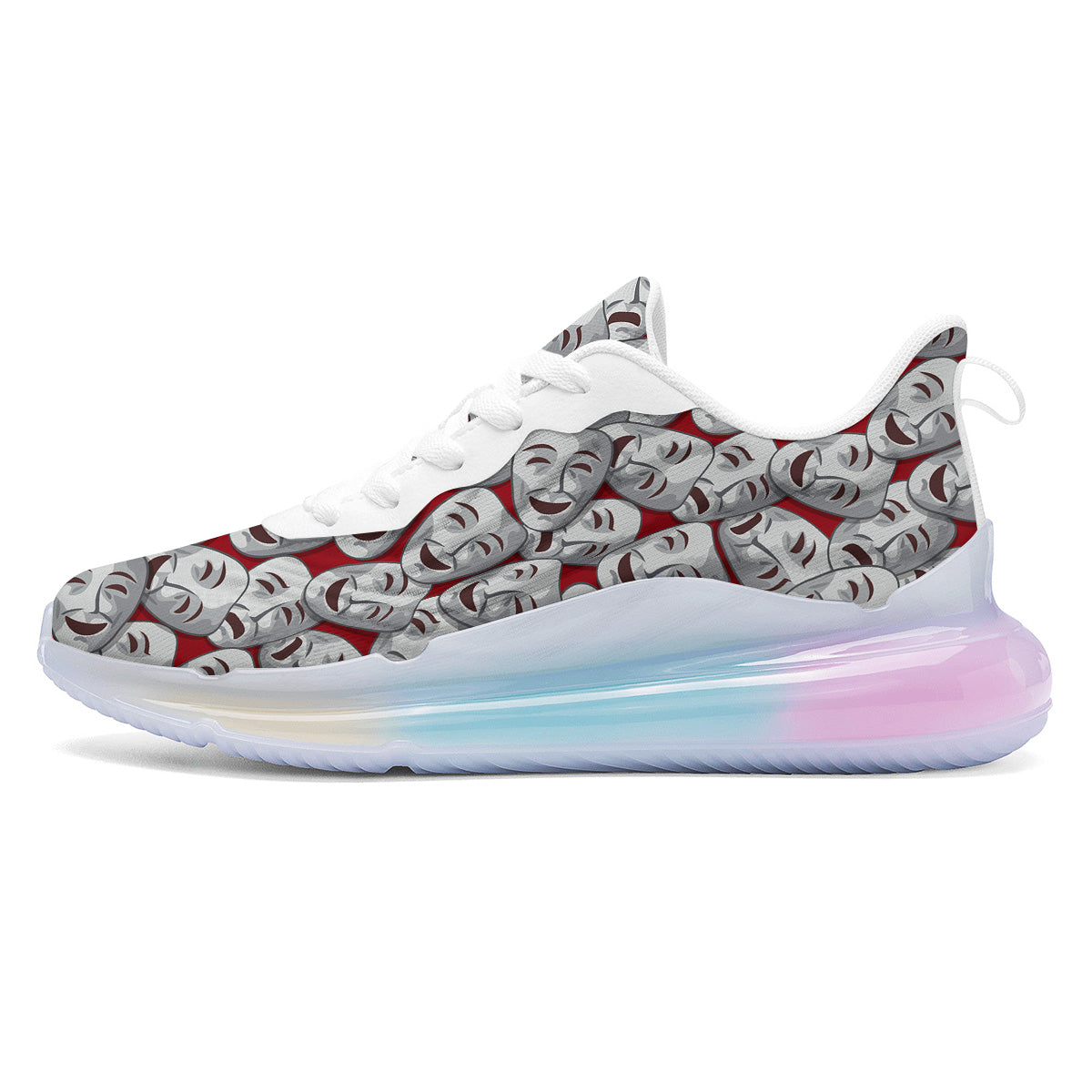 Happy And Sad Theatrical Masks Print Pattern Running Sneakers-grizzshop