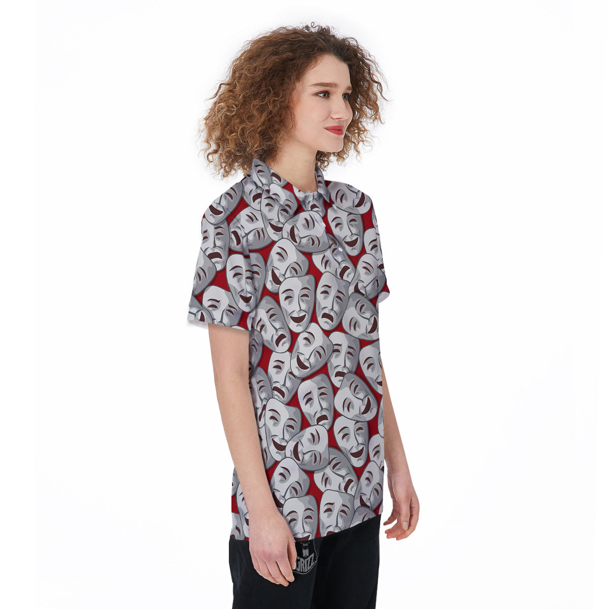 Happy And Sad Theatrical Masks Print Pattern Women's Golf Shirts-grizzshop
