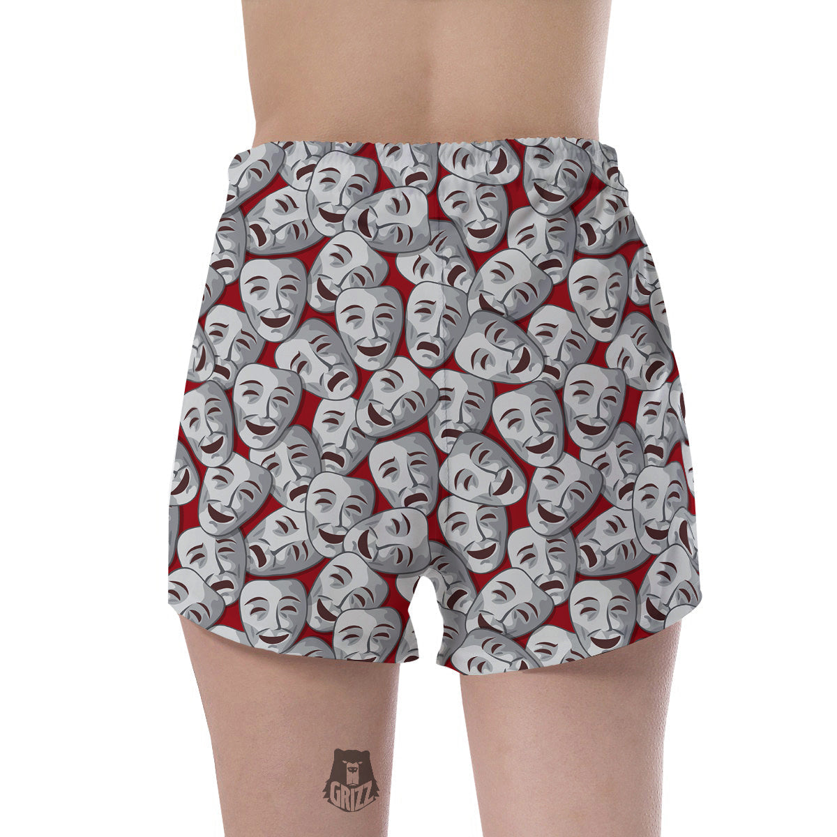 Happy And Sad Theatrical Masks Print Pattern Women's Shorts-grizzshop