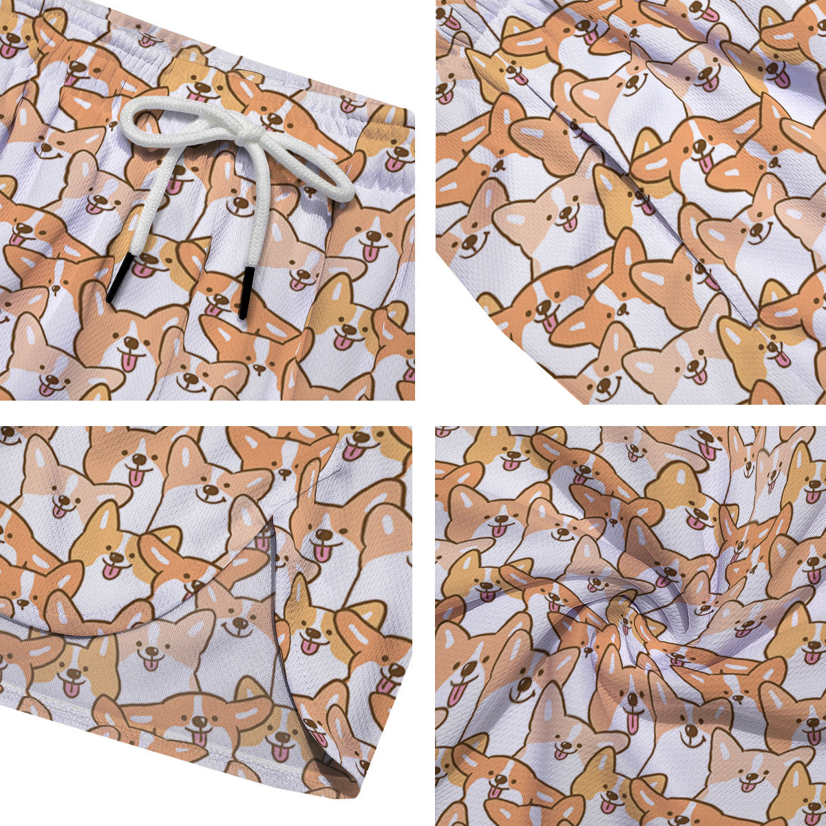 Happy Corgi Print Pattern Men's Running Shorts-grizzshop