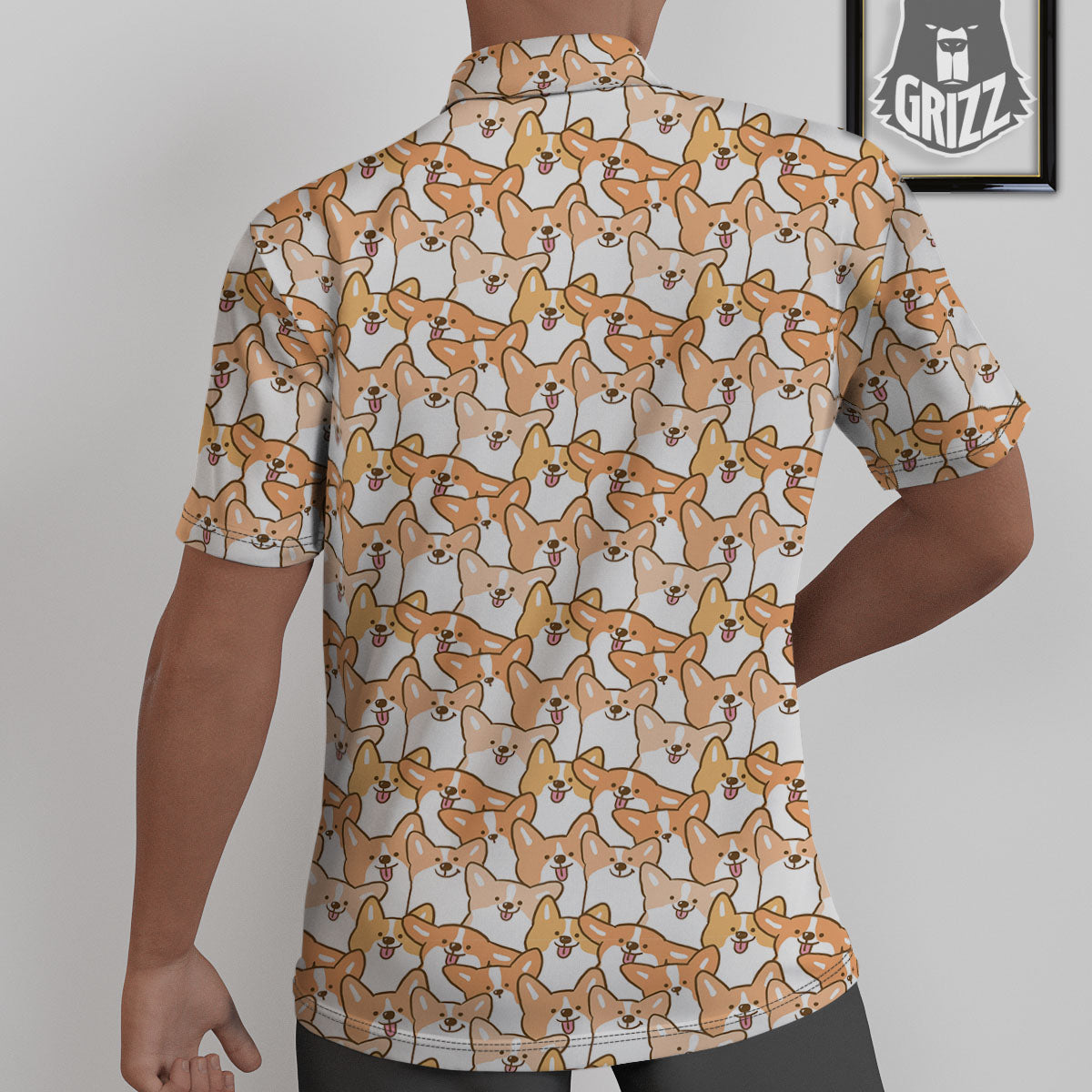 Happy Corgi Print Pattern Untucked Shirts-grizzshop