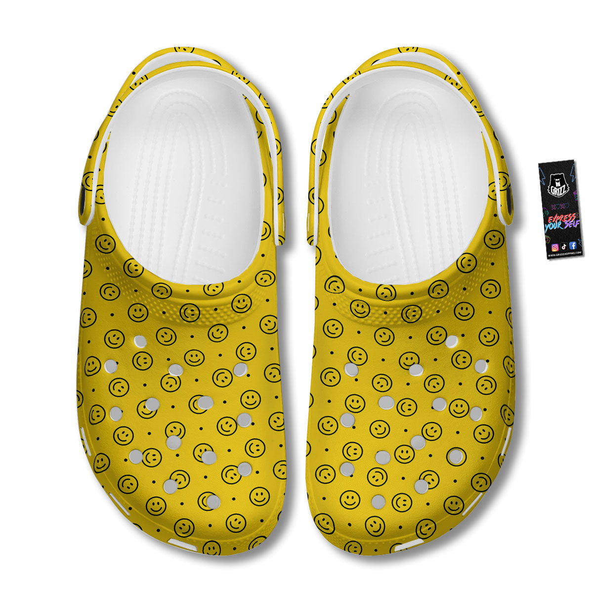 Happy Emoji Print Pattern Clog-grizzshop