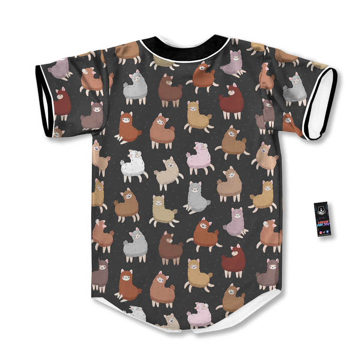 Happy Llama Print Pattern Baseball Jersey-grizzshop