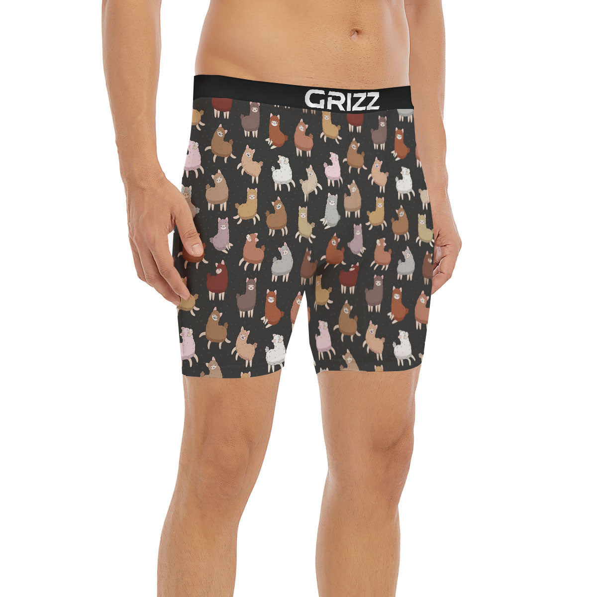 Happy Llama Print Pattern Boxer Briefs-grizzshop