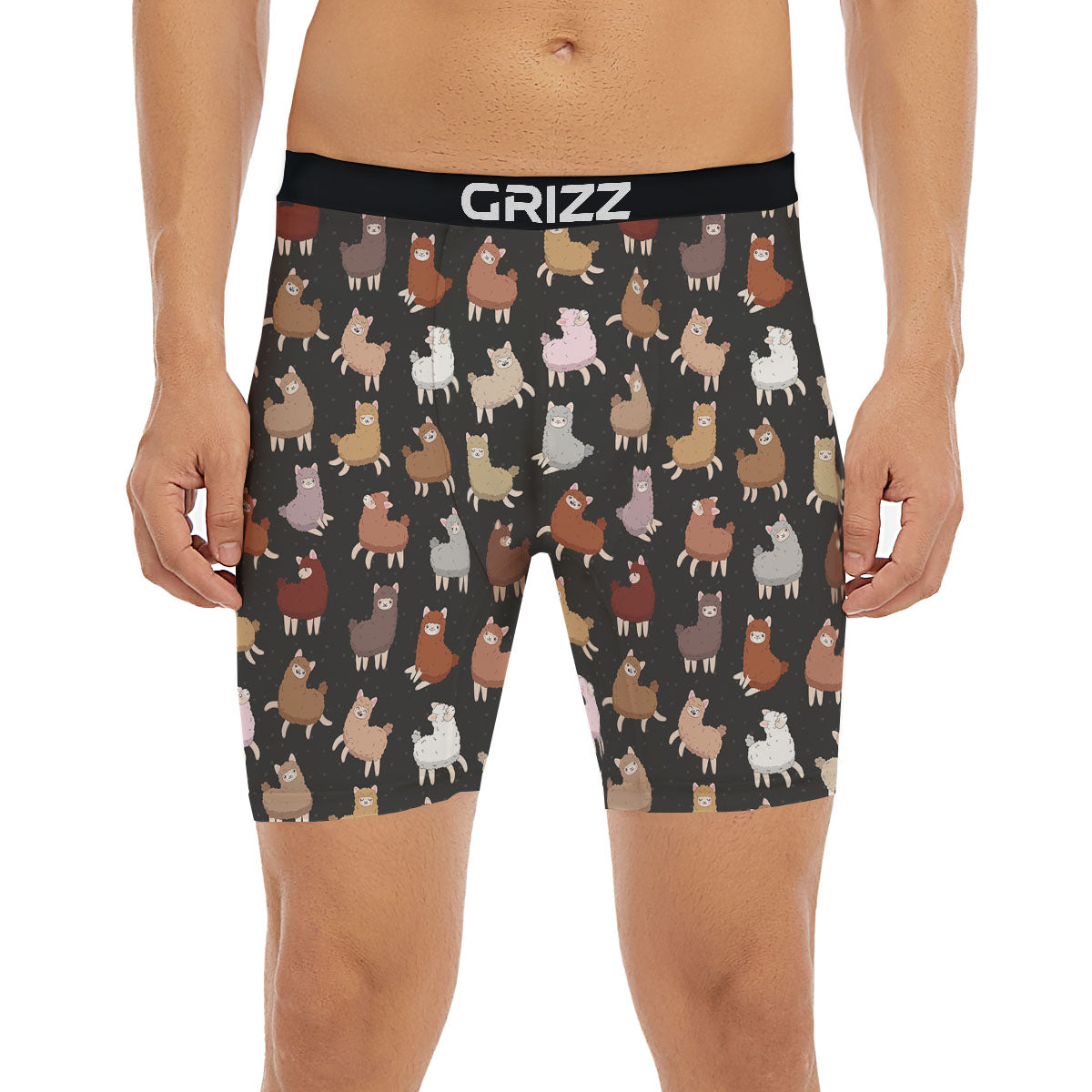 Happy Llama Print Pattern Boxer Briefs-grizzshop