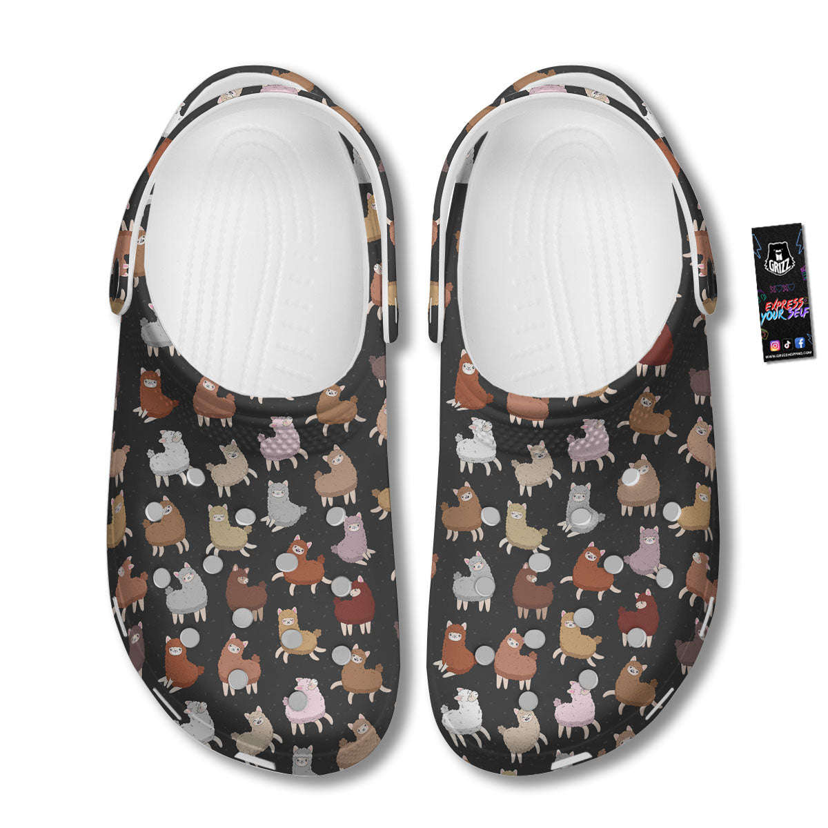 Happy Llama Print Pattern Clog-grizzshop
