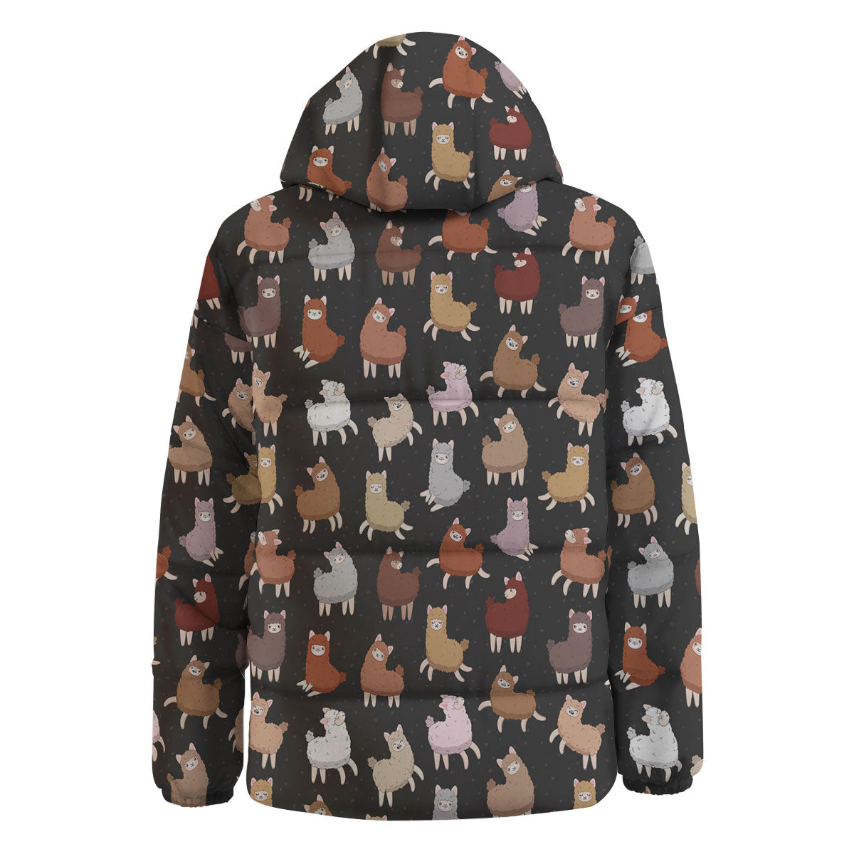 Happy Llama Print Pattern Down Jacket-grizzshop